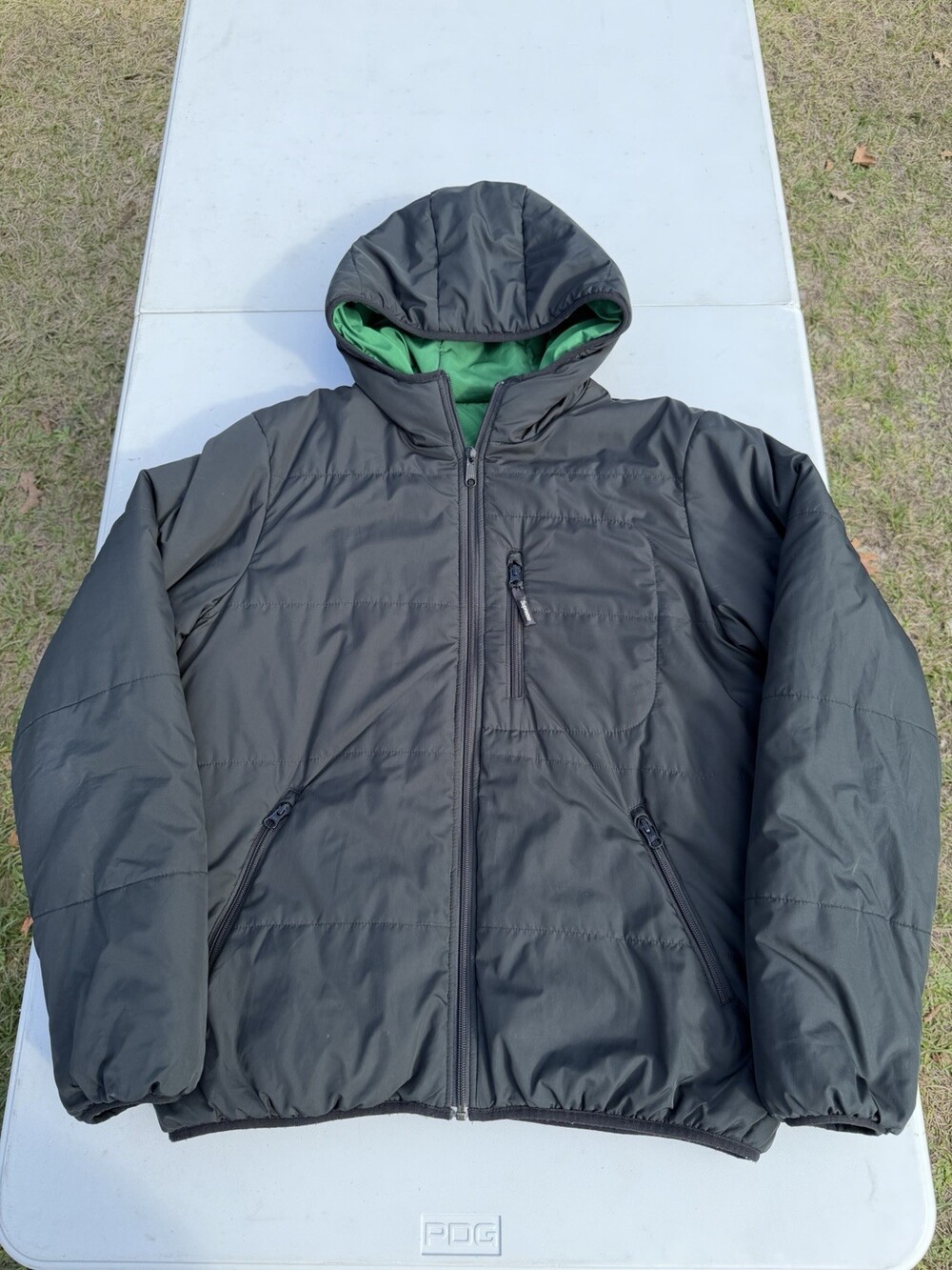 Supreme Box Logo Black & Green puffer Coat Jacket Men’s Medium Reversible Good